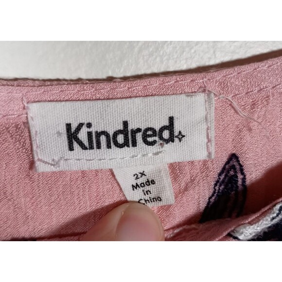 KINDRED  Top Pink Floral Embroidered Boho Cottage Plus Size 2X - Picture 3 of 5